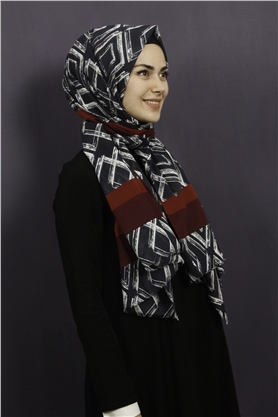 Piramit Pamuklu Desenli Şal 1289-24