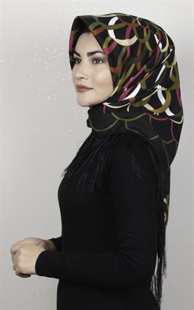 Piramit Püsküllü Eşarp 111-0021-10