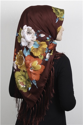 Piramit Püsküllü Eşarp 111-0071 Bordo