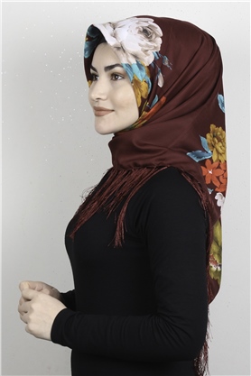 Piramit Püsküllü Eşarp 111-0071 Bordo