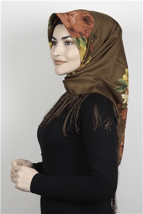 Piramit Püsküllü Eşarp 111-0072 Bakır