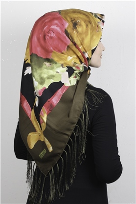 Piramit Püsküllü Eşarp 111-0077 Haki