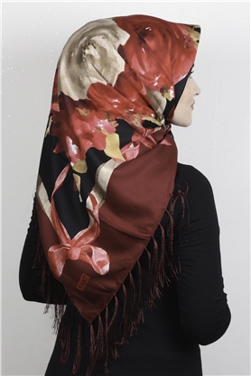 Piramit Püsküllü Eşarp 111-0078 Kırmızı