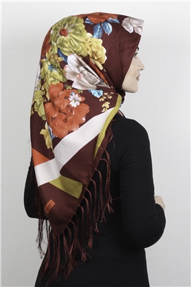 Piramit Püsküllü Eşarp 111-0085 Bordo