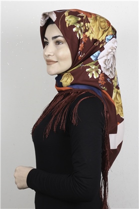 Piramit Püsküllü Eşarp 111-0085 Bordo