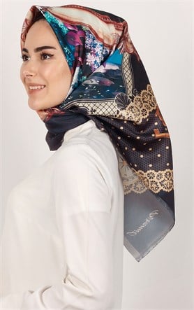 Piramit Tafta Dijital Eşarp 1934-8