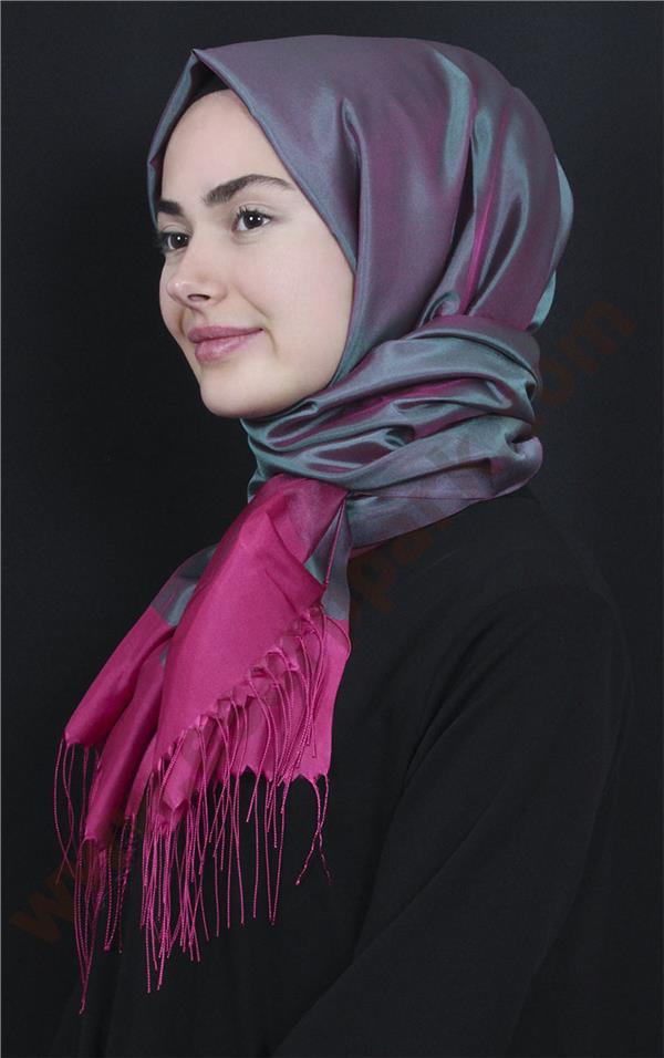 Prenses Tül Şal 2808-1 Turkuaz-Pembe