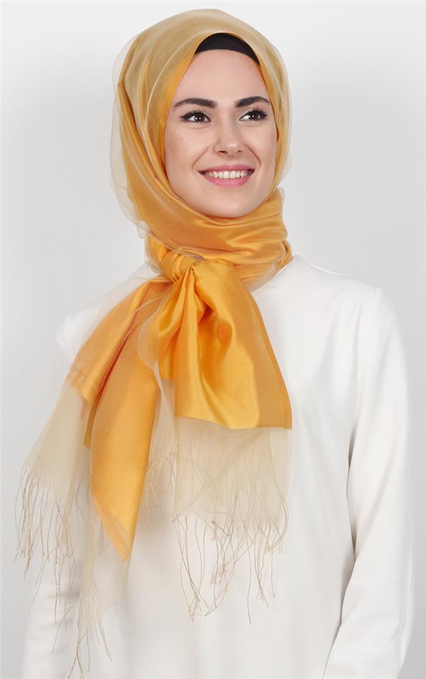 Prenses Tül Şal 2808-3 Bal Köpüğü