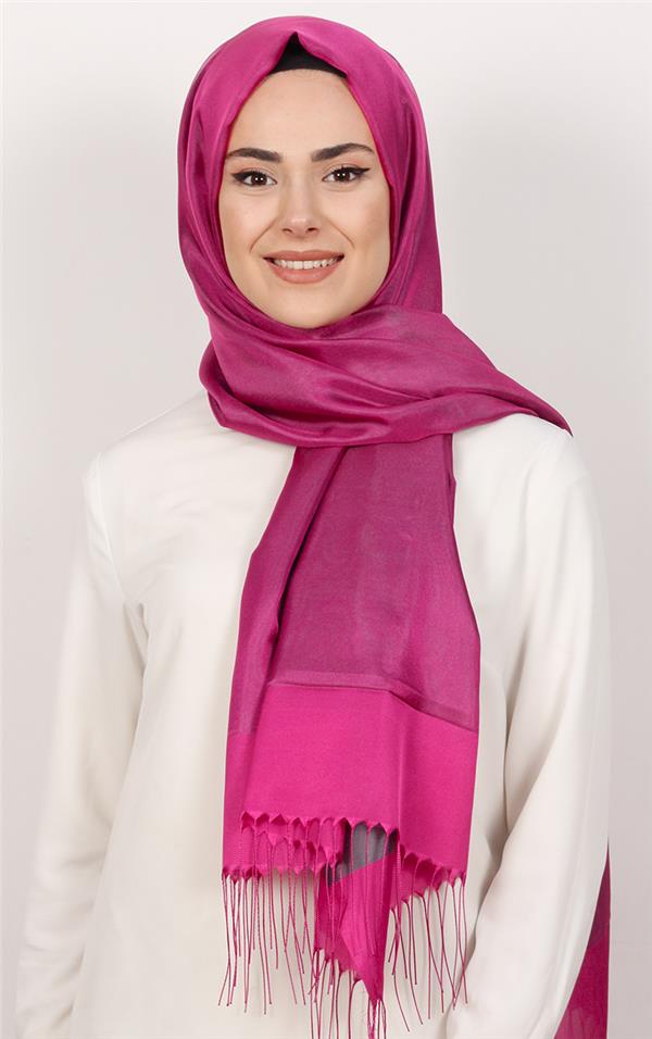 Prenses Tül Şal 2808-7 Pembe-Yeşil
