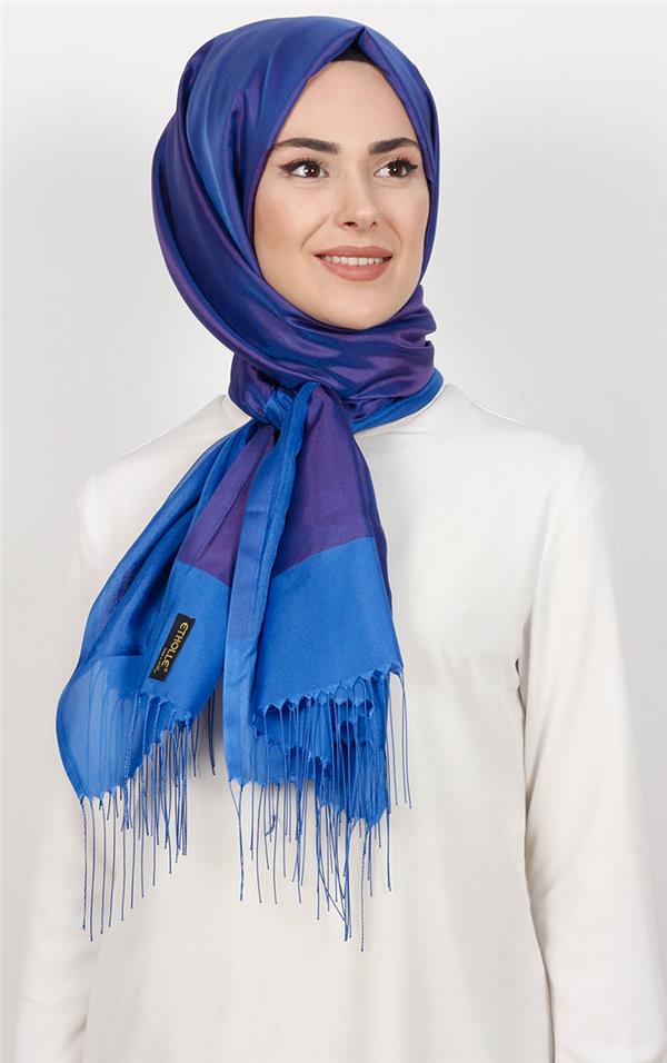 Prenses Tül Şal 2808-9 Mavi-Mor