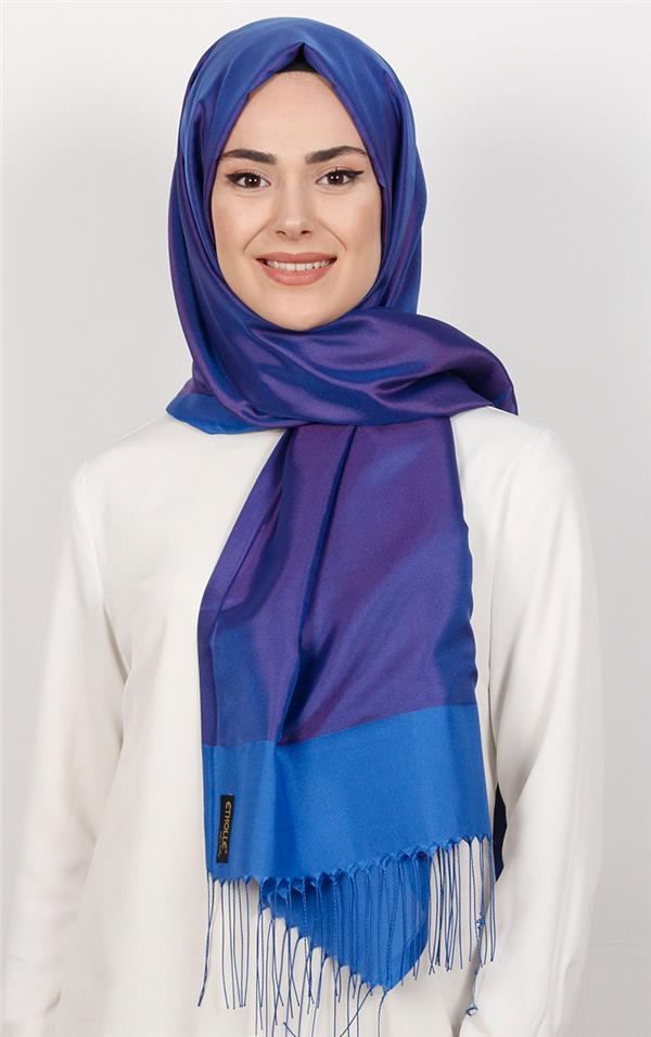 Prenses Tül Şal 2808-9 Mavi-Mor