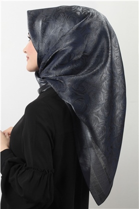 Rose Simli Eşarp 3200-9 Lacivert-Füme