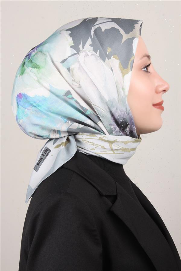 Silk Life Lotus Eşarp 4120-7 Gri