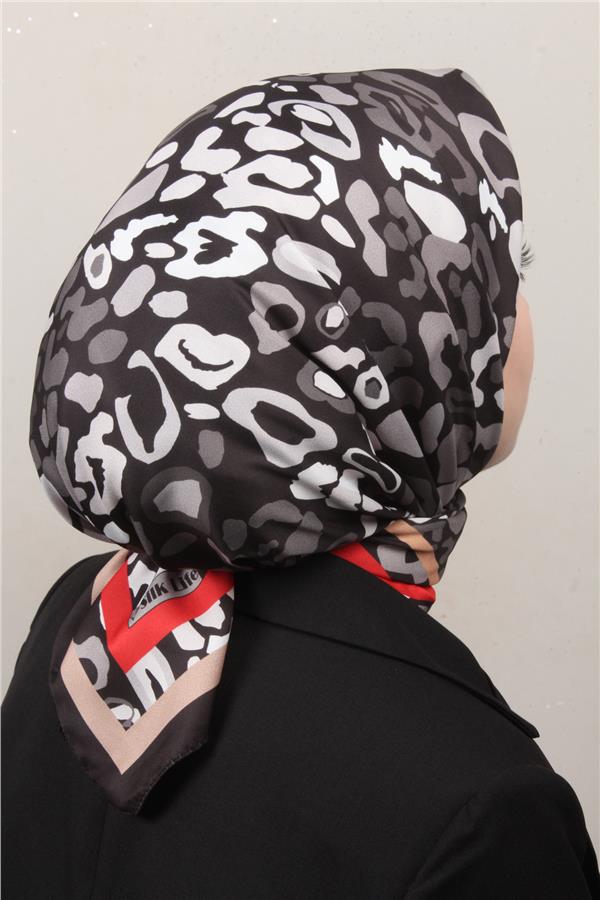 Silk Life Lotus Eşarp 4121-1 Siyah