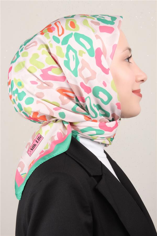 Silk Life Lotus Eşarp 4121-10 Yeşil