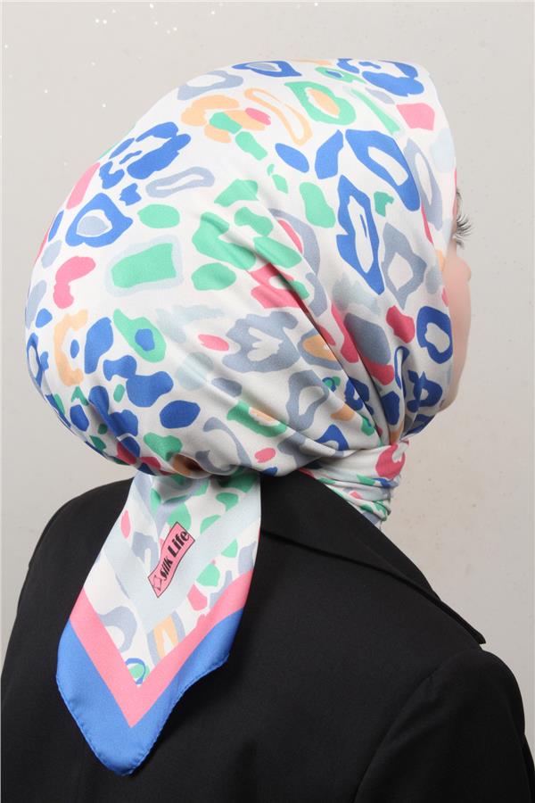 Silk Life Lotus Eşarp 4121-12 Mavi