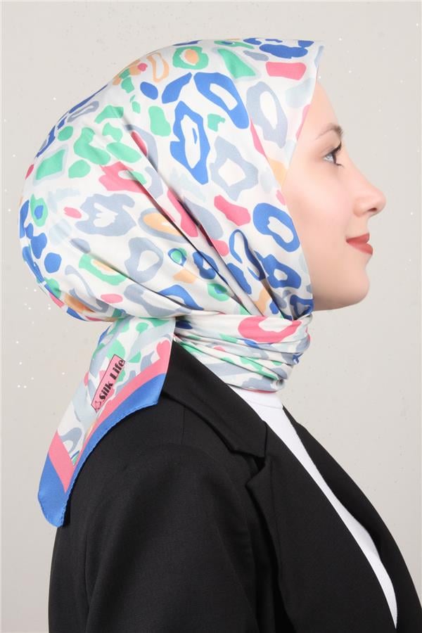 Silk Life Lotus Eşarp 4121-12 Mavi