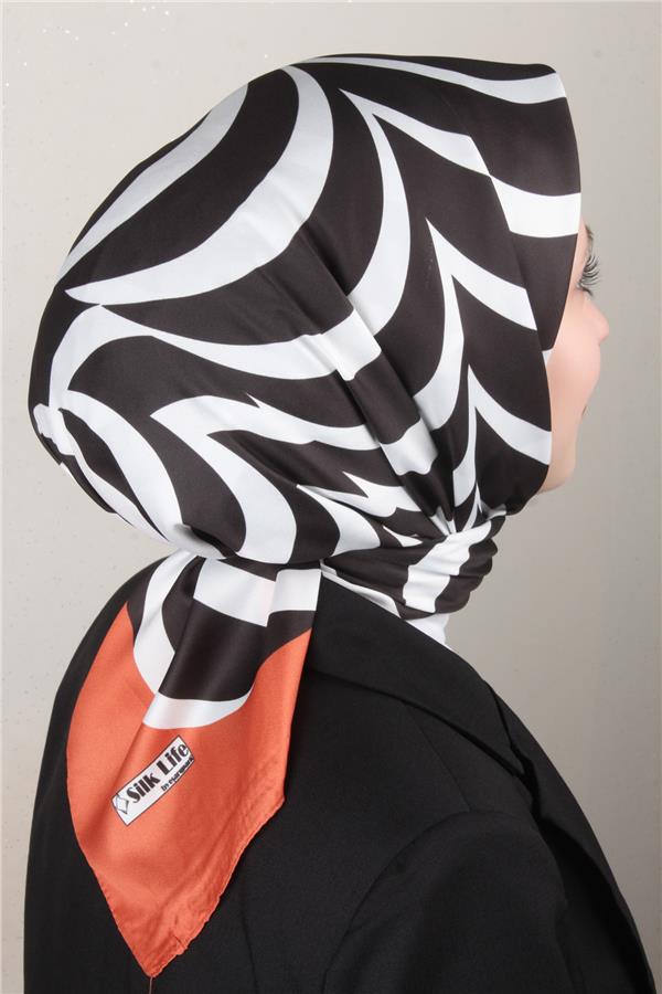 Silk Life Lotus Eşarp 4122-2 Turuncu