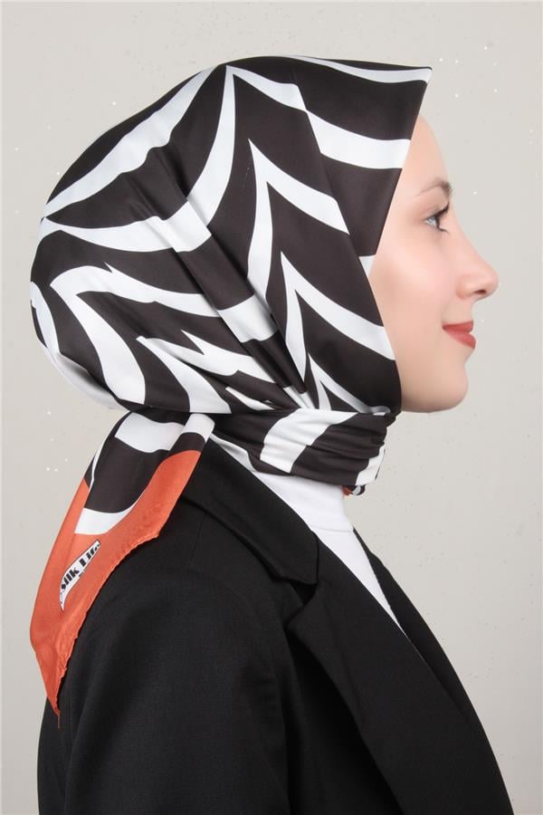 Silk Life Lotus Eşarp 4122-2 Turuncu