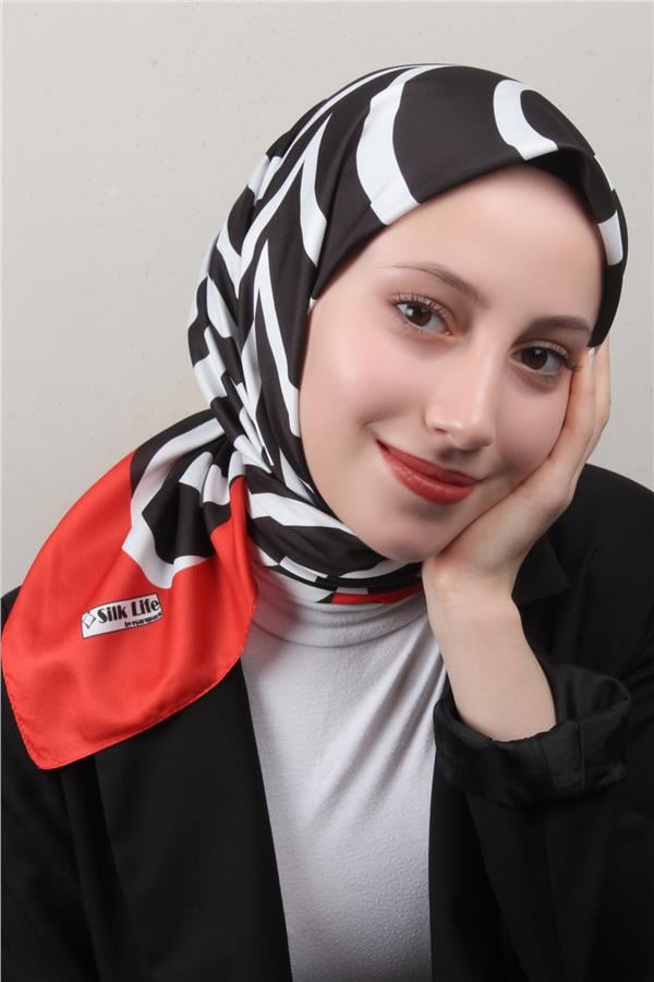 Silk Life Lotus Eşarp 4122-3 Kırmızı