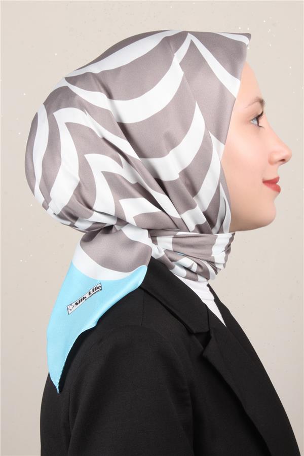 Silk Life Lotus Eşarp 4122-5 Açık Mavi