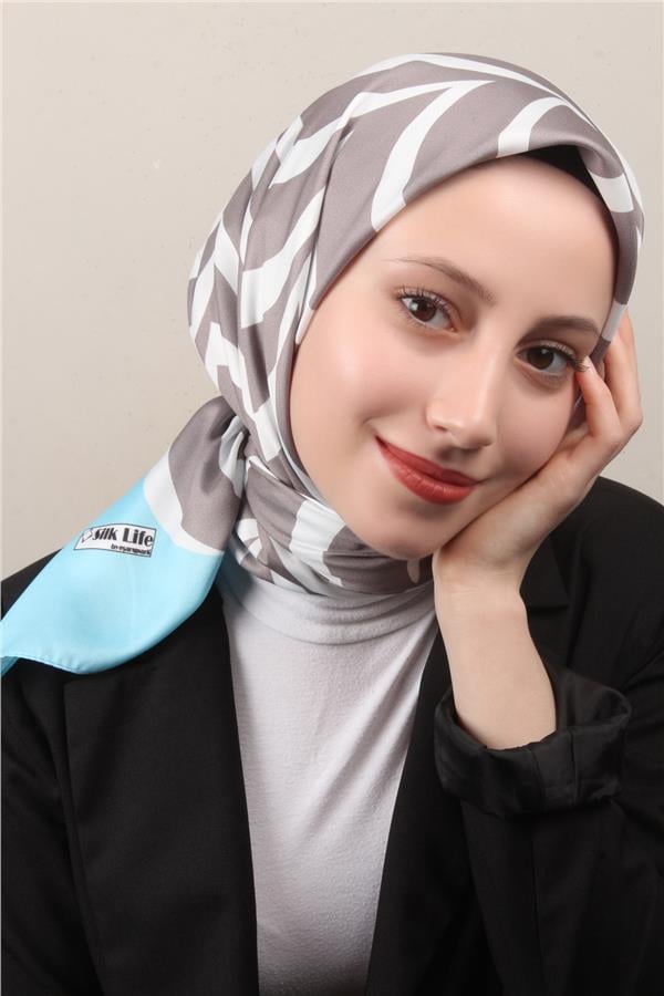Silk Life Lotus Eşarp 4122-5 Açık Mavi