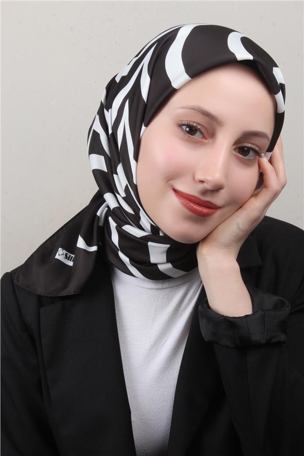 Silk Life Lotus Eşarp 4122-7 Siyah