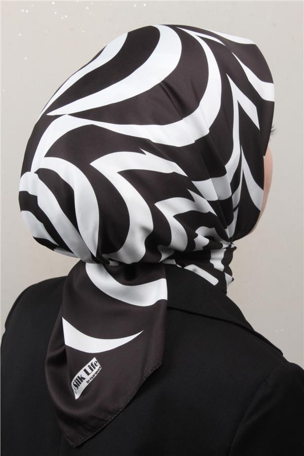 Silk Life Lotus Eşarp 4122-7 Siyah