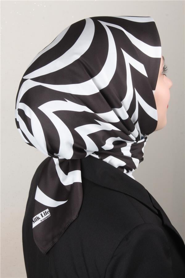 Silk Life Lotus Eşarp 4122-7 Siyah