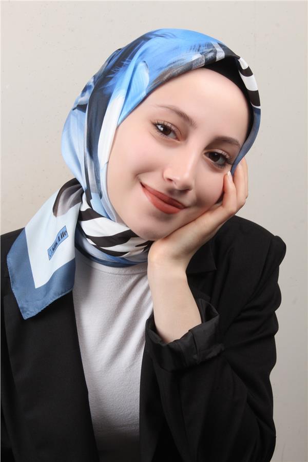 Silk Life Lotus Eşarp 4123-1 İndigo