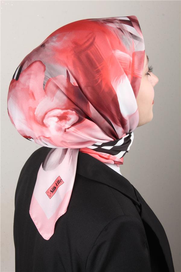 Silk Life Lotus Eşarp 4123-3 Mercan