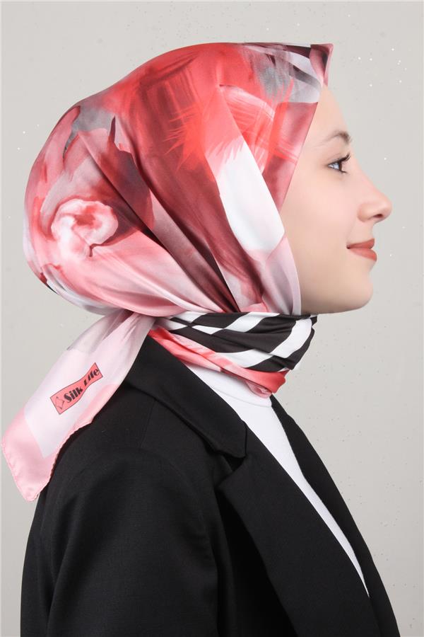 Silk Life Lotus Eşarp 4123-3 Mercan