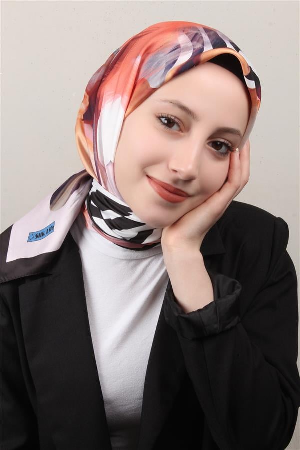 Silk Life Lotus Eşarp 4123-4 Turuncu