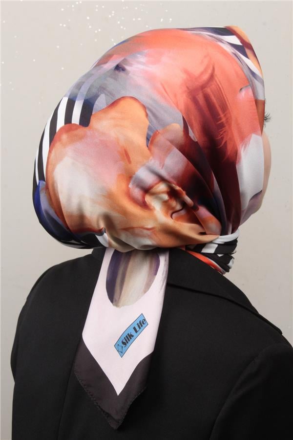 Silk Life Lotus Eşarp 4123-4 Turuncu