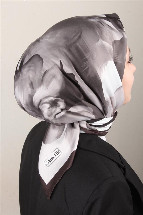 Silk Life Lotus Eşarp 4123-5 Siyah
