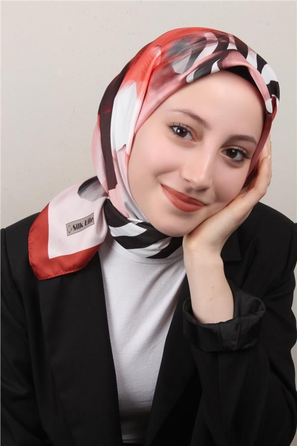 Silk Life Lotus Eşarp 4123-7 Koyu Taba