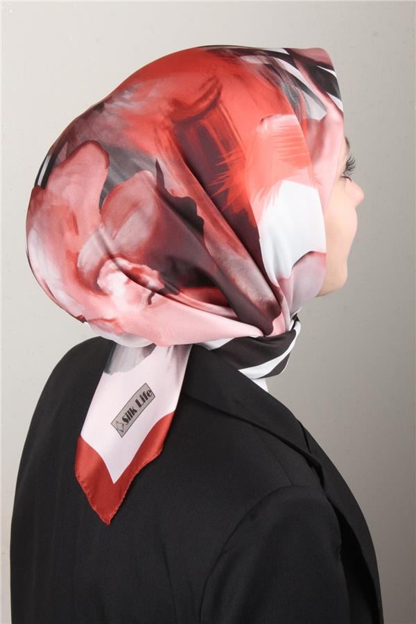 Silk Life Lotus Eşarp 4123-7 Koyu Taba