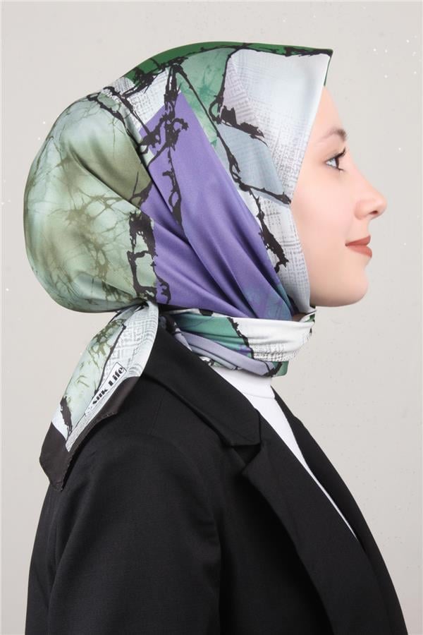 Silk Life Lotus Eşarp 4124-6 Yeşil