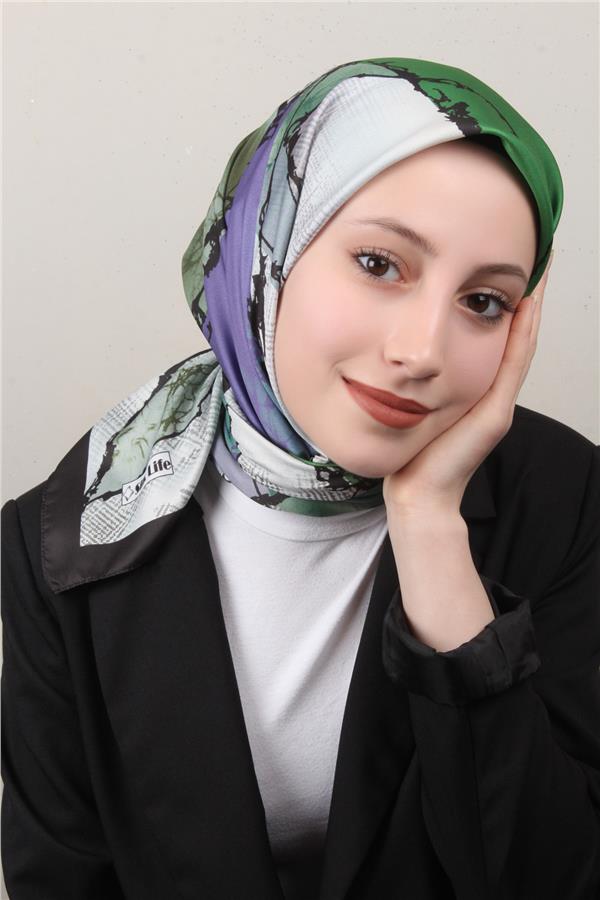 Silk Life Lotus Eşarp 4124-6 Yeşil