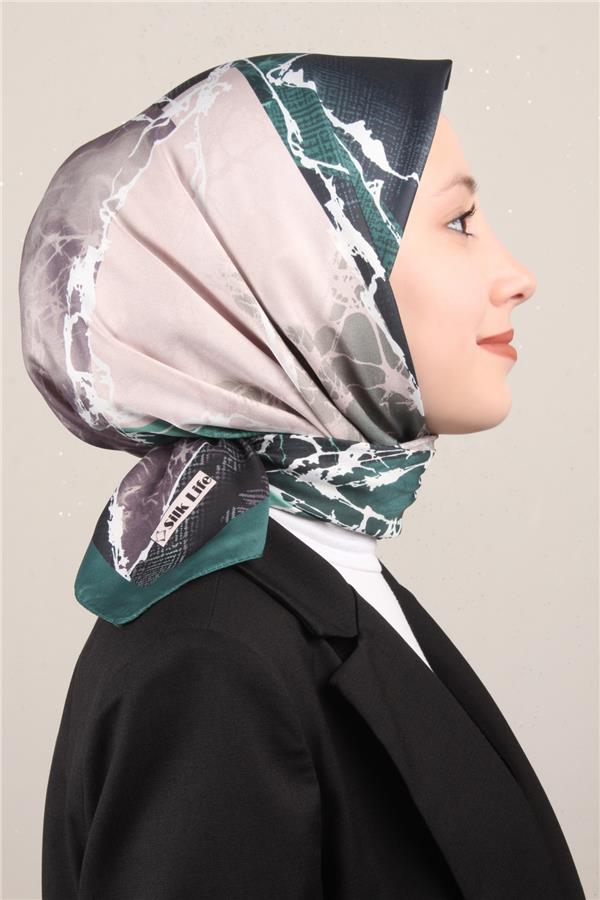 Silk Life Lotus Eşarp 4124-7 Zümrüt