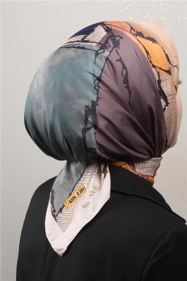Silk Life Lotus Eşarp 4124-8 Turuncu