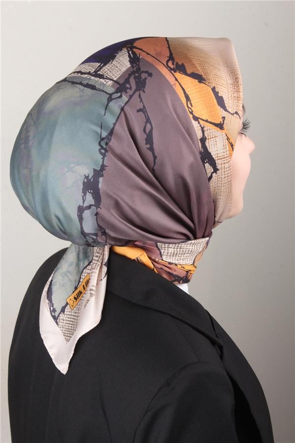 Silk Life Lotus Eşarp 4124-8 Turuncu