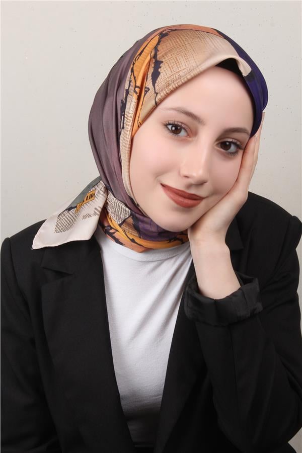 Silk Life Lotus Eşarp 4124-8 Turuncu