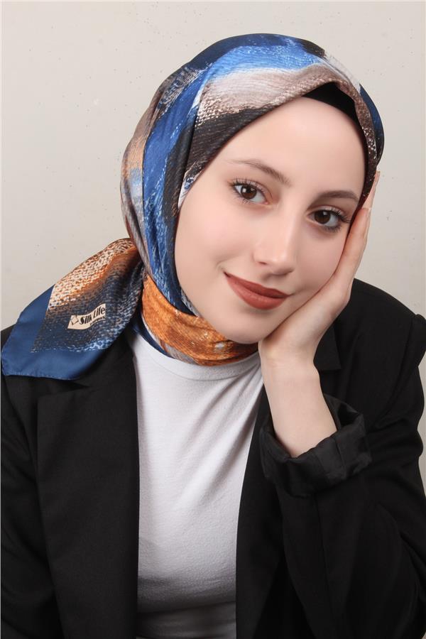 Silk Life Lotus Eşarp 4125-1 Lacivert