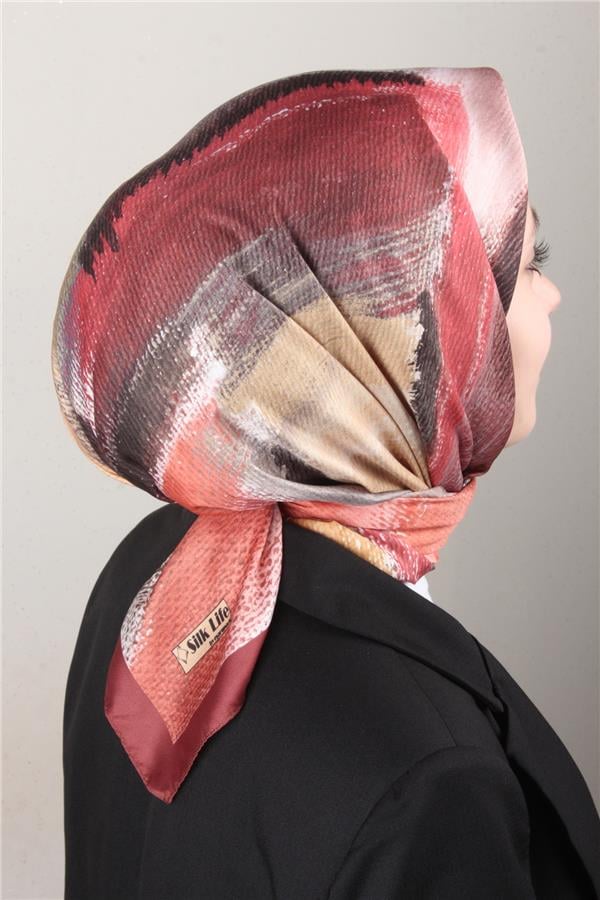 Silk Life Lotus Eşarp 4125-2 Taba