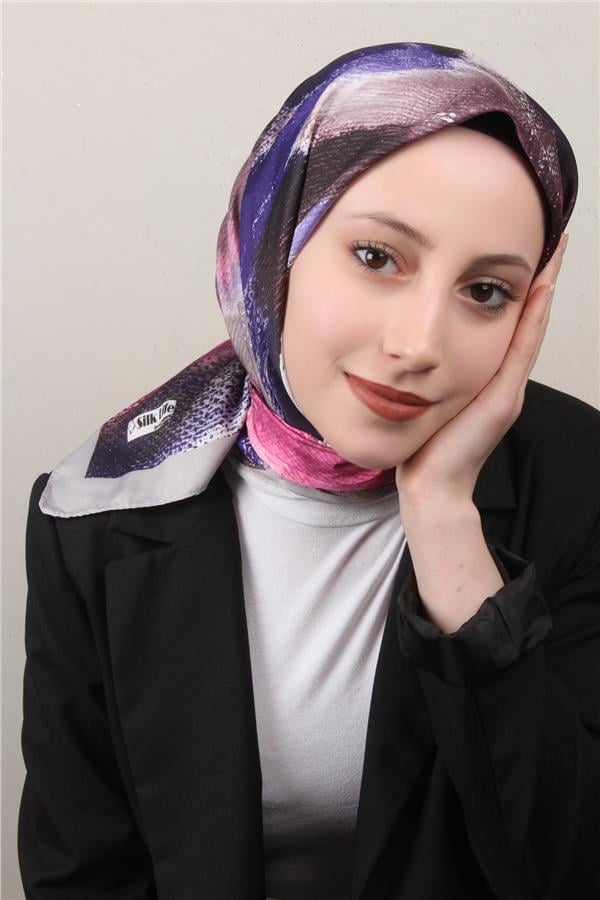 Silk Life Lotus Eşarp 4125-4 Mor