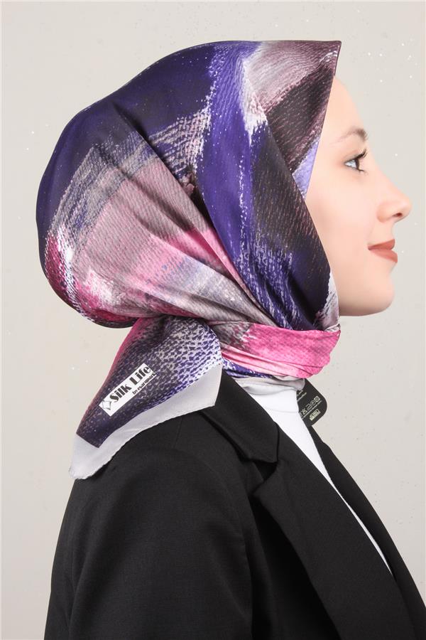 Silk Life Lotus Eşarp 4125-4 Mor