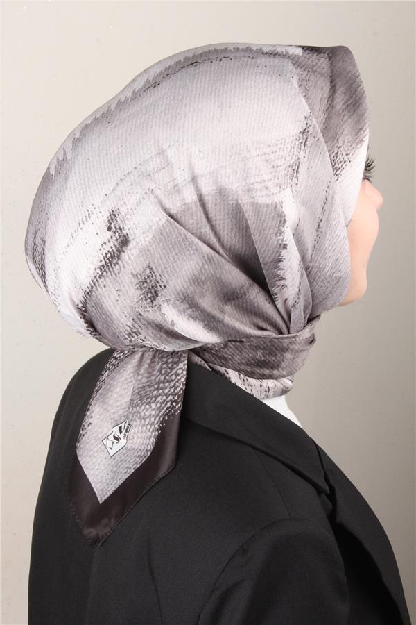 Silk Life Lotus Eşarp 4125-7 Siyah-Gri