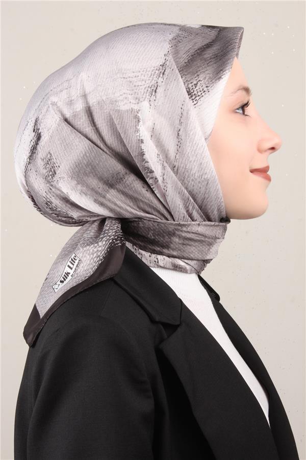 Silk Life Lotus Eşarp 4125-7 Siyah-Gri