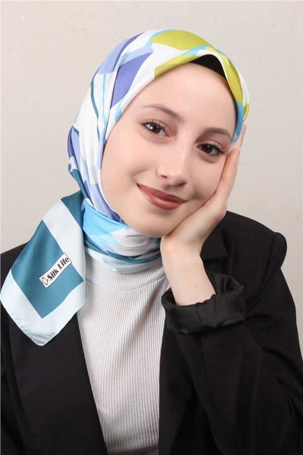 Silk Life Lotus Eşarp 4126-1 Turkuaz